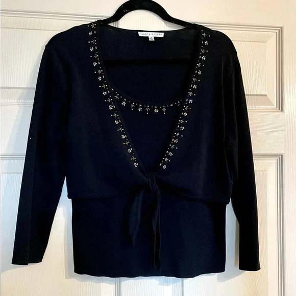 Sandra Darren layered top with beading. Size 8 - Picture 1 of 7